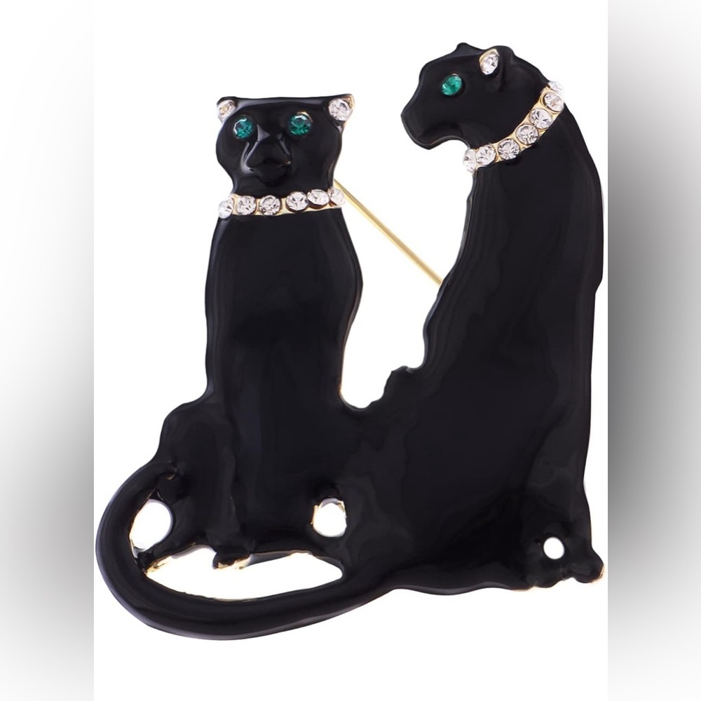 Double Leopard Panther Brooch - Picture 5 of 9